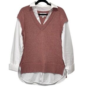 Brochu Walker Nye Vest Looker Sweater Rosen Mel Pink Cashmere Wool Women’s M